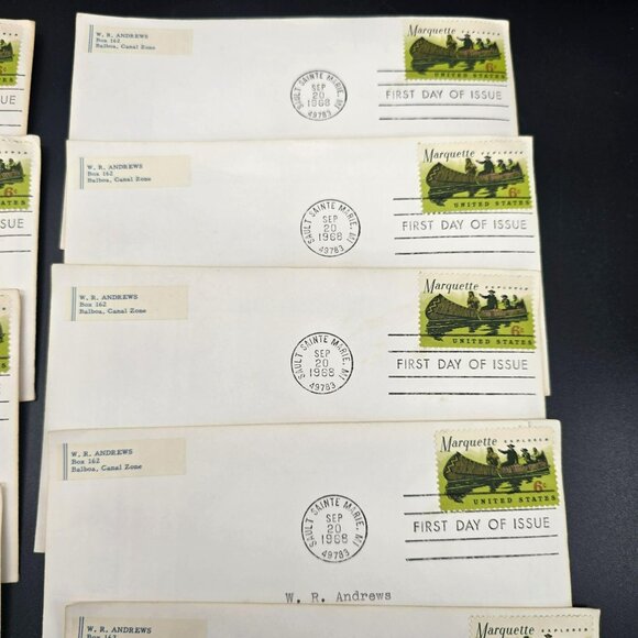 1968 First Day Of Issue Marquette Explorer US 6¢ Stamps On Envelopes LI3018 - Picture 3 of 6